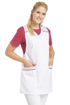 Leiber Überwurfschürzen 08/1229 Mit Streifen, Weiß