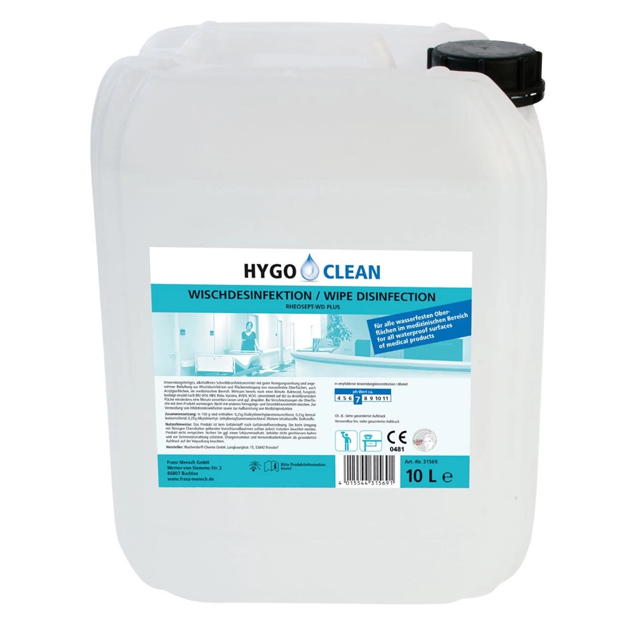 Wisch-Desinfektion Für Medizinbereiche Von Hygoclean, 10 Liter Kanister
