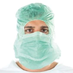 Astrohaube Mit Mundschutz Aus Polypropylen- Vlies, Grün