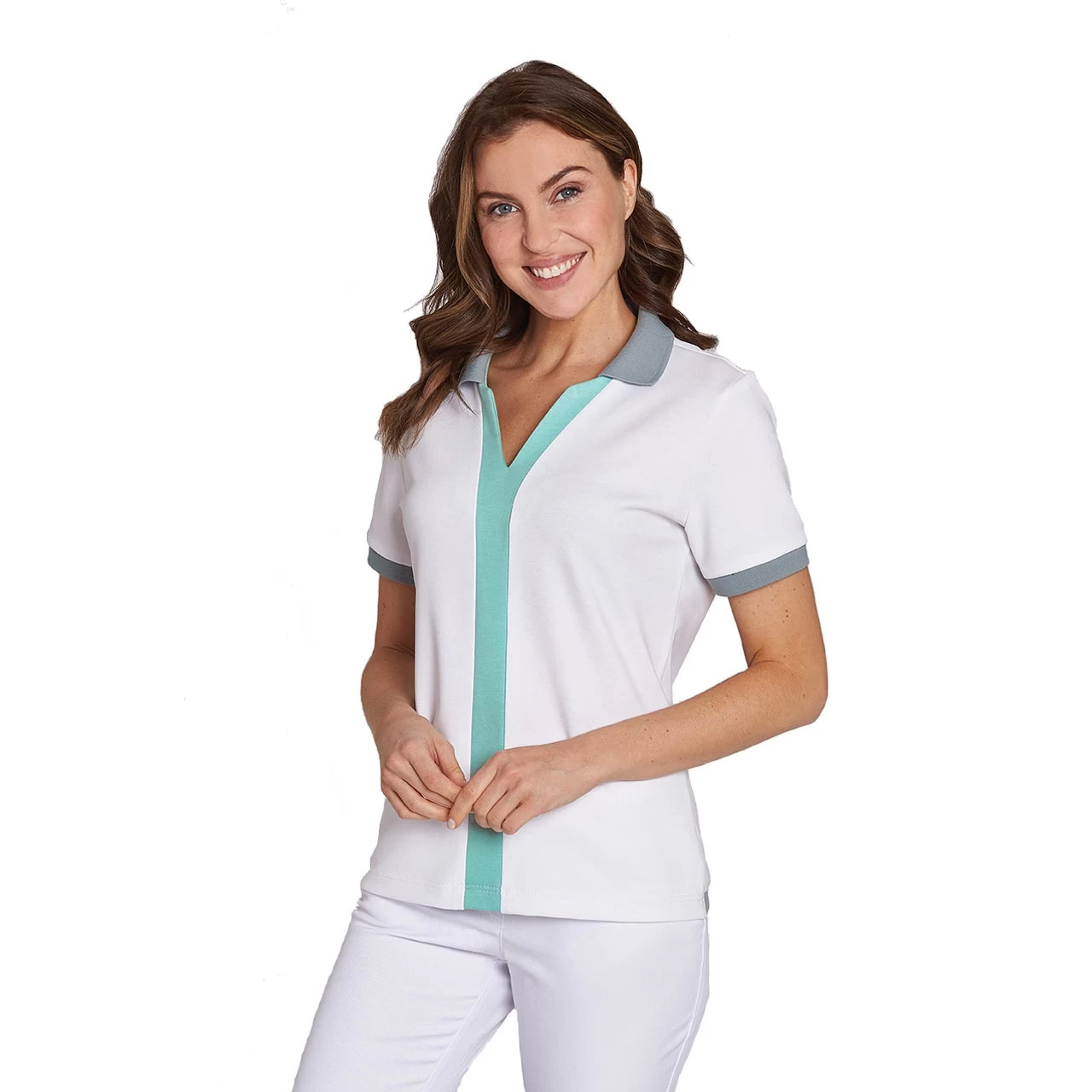 Leiber Damen Stretch- Poloshirt 08/1330, Weiß