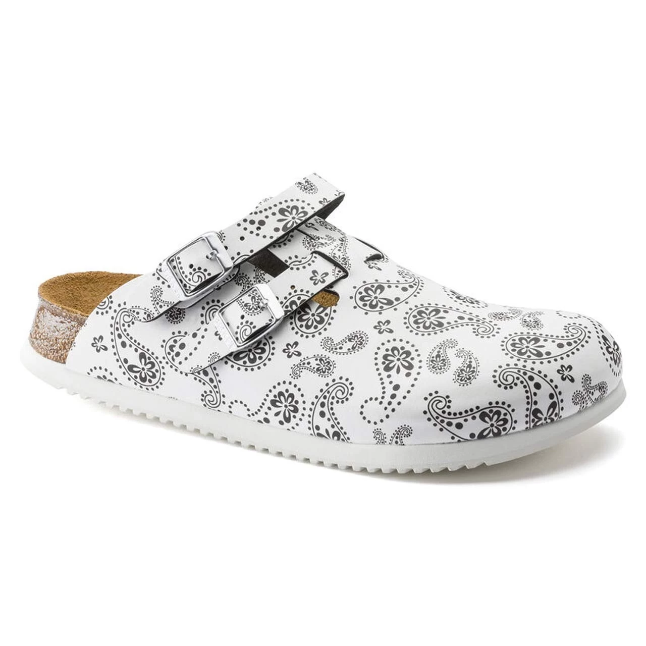Clog KAY Flowers Von Birkenstock In Paisley Black-White, Schmal