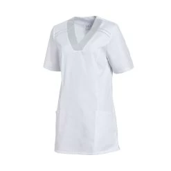 Leiber Kurzarm Damen- Schlupfkasackt, 08/2798, Weiß/silbergrau