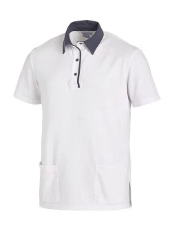Leiber Unisex-Polo 08/2743, 1/2 Arm, In Weiß/grau