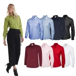 Uneek Langarm Damenbluse Tailliert, In 9 Farben