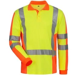 UV- Warnschutz- Langarm- Polo- Shirt VEENDAM, Gelb/orange