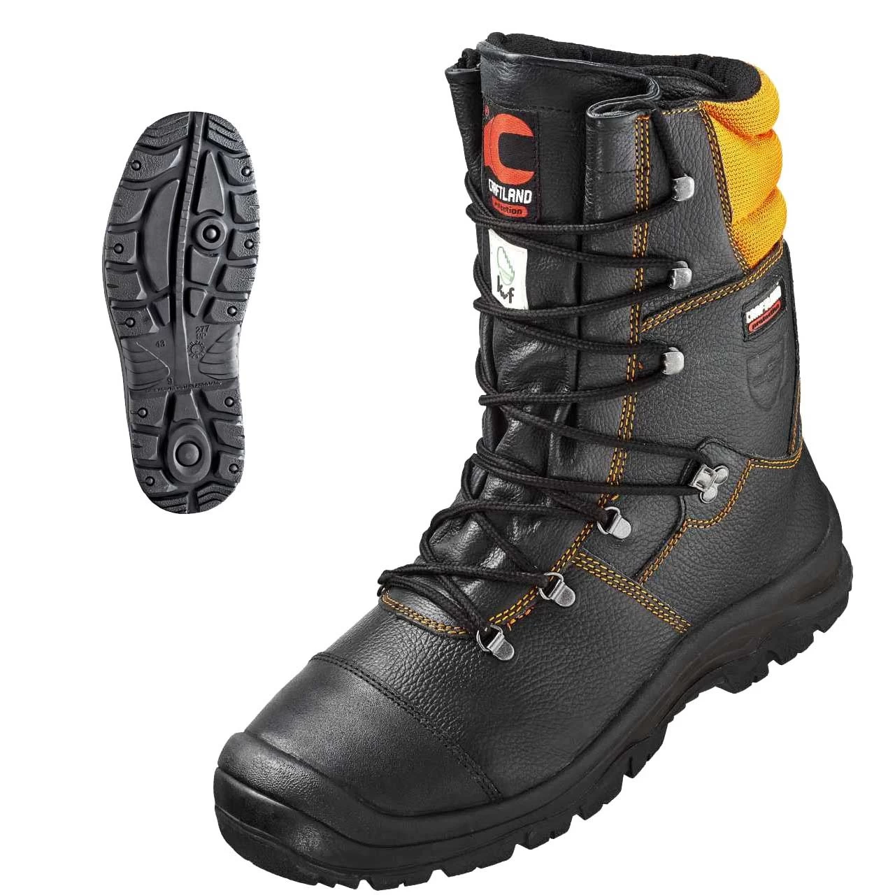 Forstarbeiter-Schnürstiefel ROBINIE Klasse 2, Schwarz