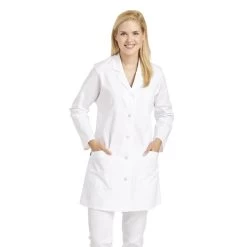 Leiber Damen- Longkasack 08/471 Langarm Mit Reverskragen, Weiß