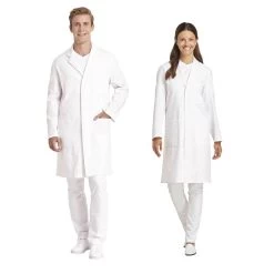 Leiber Langarm Unisex Mantel 12/1166 Mit Kragen, Weiß