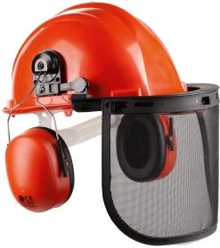 Waldarbeiter- Helmset Mit Visier Und Gehörschutz, Orange