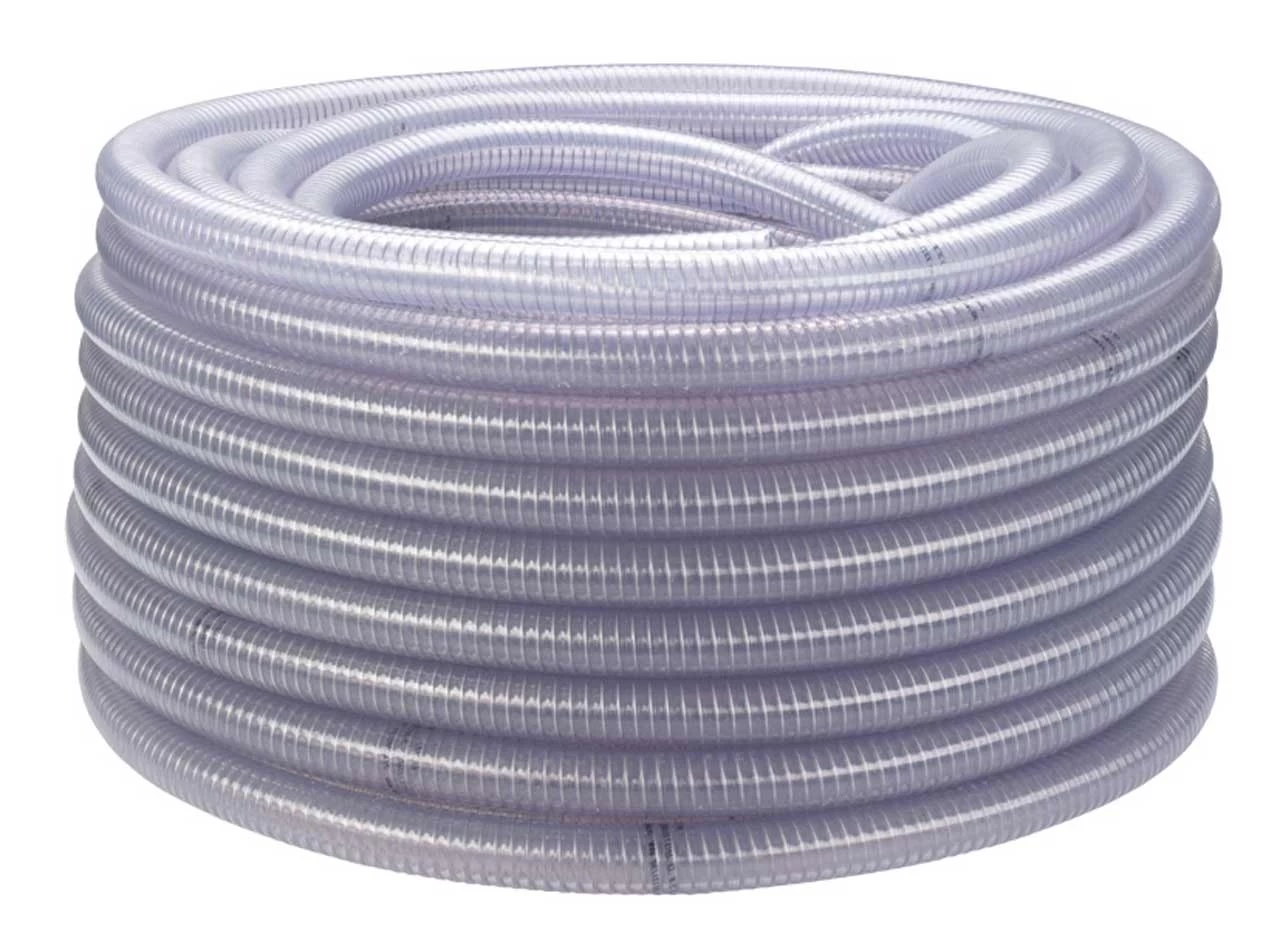 Saug- Und Druckschlauch Mit Federstahlspirale, 50 X 5,4 Mm, 30 M, Transparent
